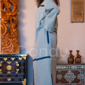 Nuées Cardigan long en cachemire imité gris clair chiné - Image 4