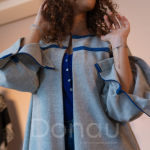 Nuées Cardigan long en cachemire imité gris clair chiné - Image 5
