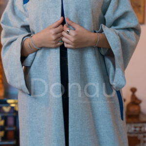 Nuées Cardigan long en cachemire imité gris clair chiné - Image 6