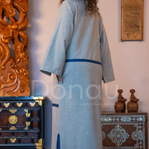 Nuées Cardigan long en cachemire imité gris clair chiné - Image 7